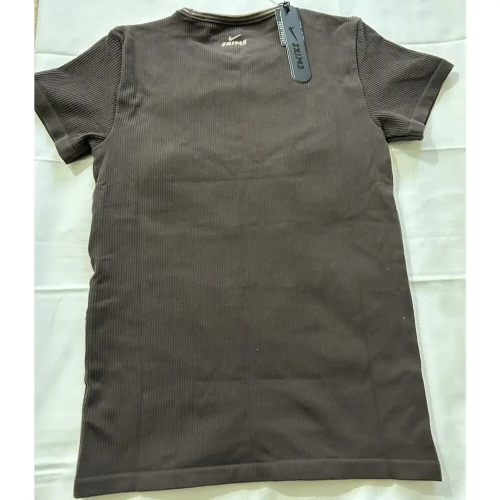 NEW Nike X Skims Ribbed Seamless Phoenix Truffle Top Brown Small